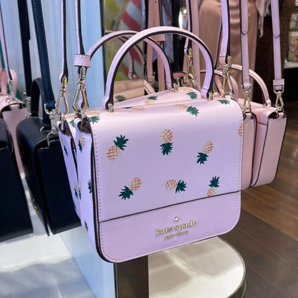 Kate Spade Staci Square Pineapple Crossbody Pink Multi - Picture 3 of 16